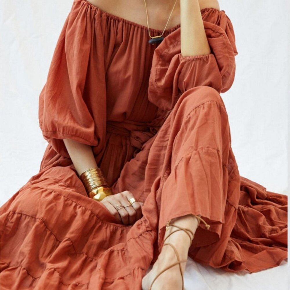 Erika Peña Tiered Off-The-Shoulder Maxi Dress - Picture 2 of 6